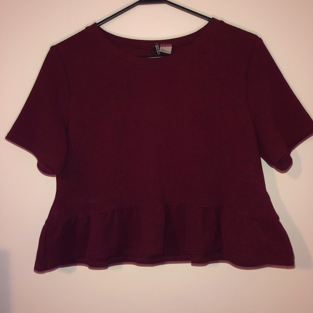 Peplum crop top burgundy
